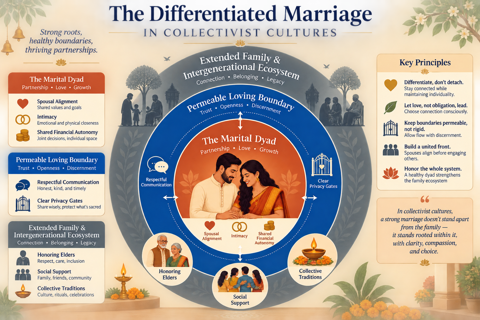 Figure 27.1: The Differentiated Marital Ecosystem balancing extended family connection with spousal boundary autonomy.
